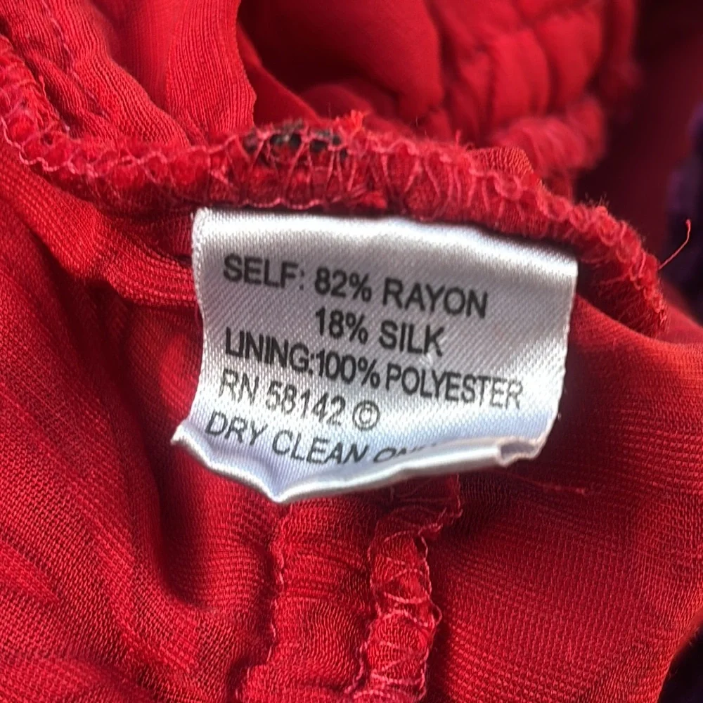 Muse Boston Proper Dress Velvet Silk Peasant Ombré Red Long Sleeve Sz 8 Boho - Picture 9 of 10